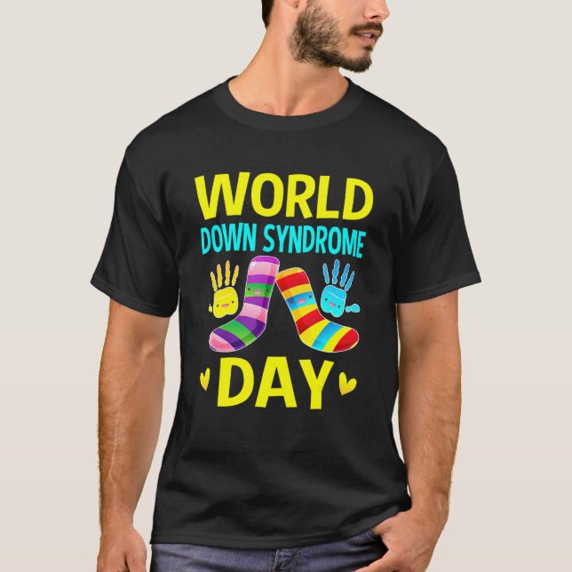 Camiseta Dia Mundial da Síndrome Abaixo Homens Mulheres Mei (Frente)