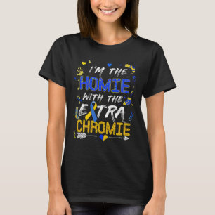 Camiseta Dia Mundial da Síndrome de Down Amigo Com Um Cromi
