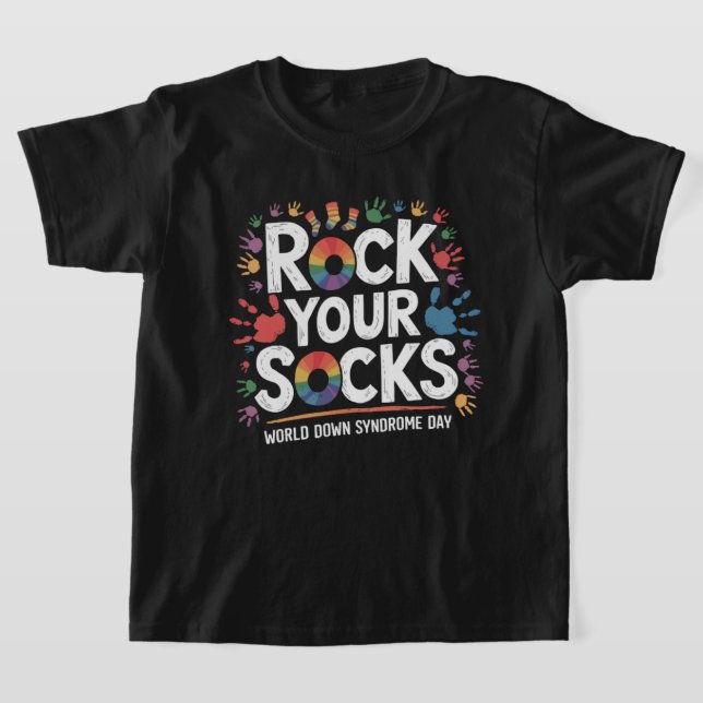 Camiseta Dia Mundial da Síndrome de Down Rock Your Socks (Postura )