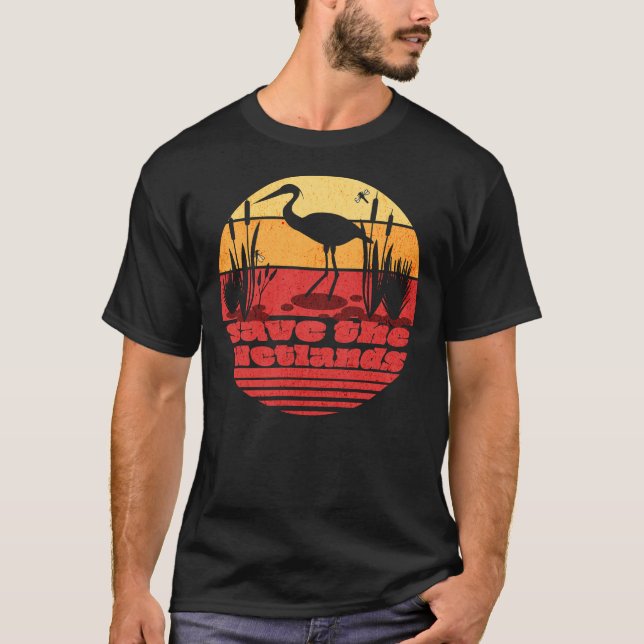 Camiseta Dia Mundial das Terras Úmidas Retro Sunset (Frente)