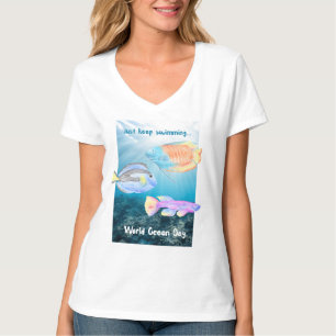 Camiseta Dia Mundial do Oceano Peixes Nadam