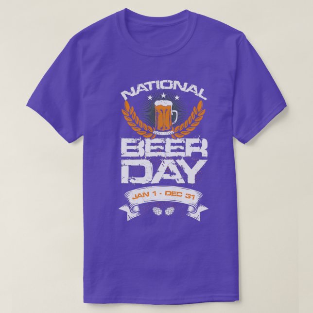 Camiseta Dia Nacional da Cerveja Jan 1 Dez (Frente do Design)