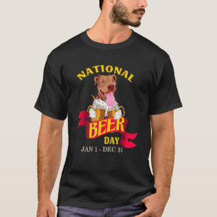 Camiseta Dia Nacional da Cerveja Pitbull Cão Pitbull Para H