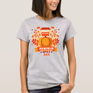 Camiseta Dia Nacional da Pumpkin Spice, café, folhas do ou