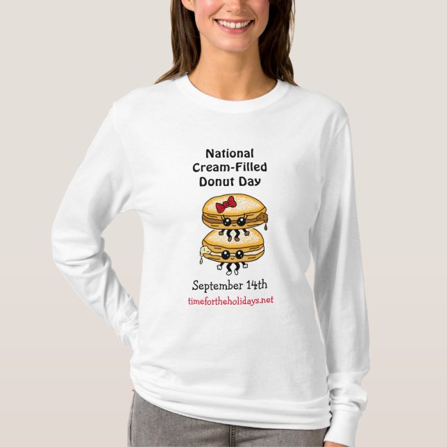 Camiseta Dia Nacional da Rosquinha Cheia de Creme - 14 de s (Frente)