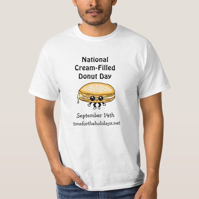 Camiseta Dia Nacional da Rosquinha Cheia de Creme - 14 de s (Frente)