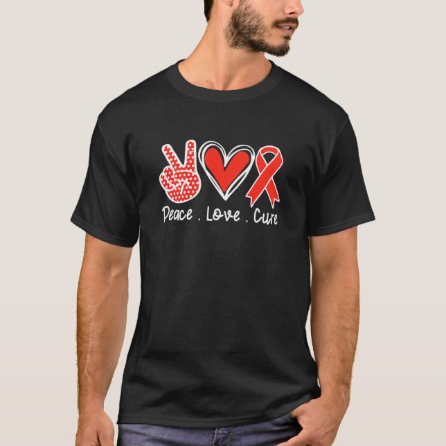 Camiseta Dia Nacional de Teste do Hiv Fia de Paz e Paz (Frente)