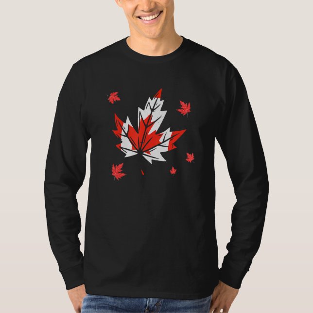 Camiseta Dia Nacional do Canadá Cartaz Patriótico Folha de  (Frente)