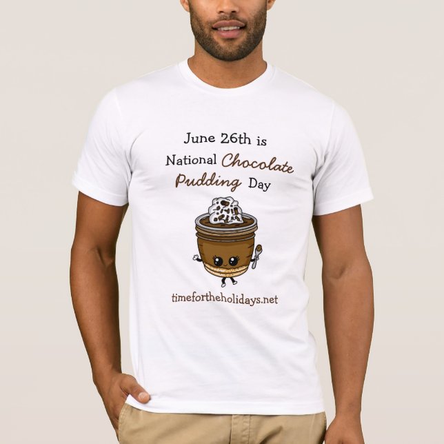 Camiseta Dia Nacional do Chocolate Pudim 26 de junho Comida (Frente)