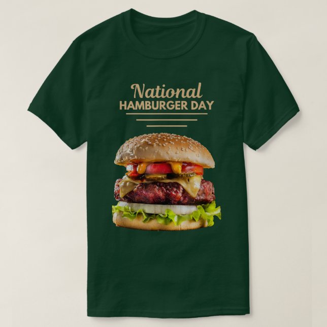 Camiseta Dia Nacional do Hambúrguer 28 de maio Comida Rápid (Frente do Design)