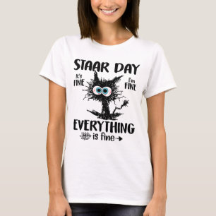 Camiseta Dia Negro Professor de Gato Estudante Crianças Fic