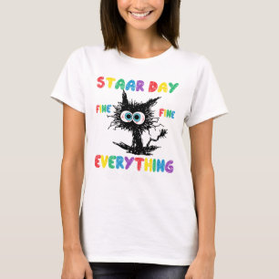 Camiseta Dia Negro Professor de Gato Estudante Crianças Fic
