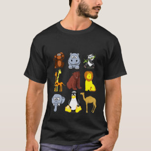 Camiseta Dia No Zoológico Com 9 Gráficos Animados