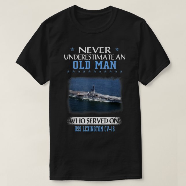 Camiseta Dia Pai dos Veteranos do USS Lexington CV16 (Frente do Design)
