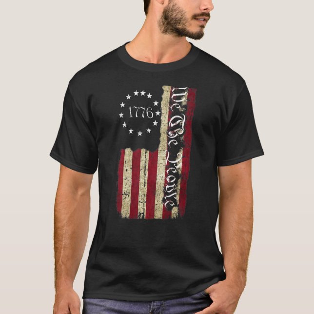 Camiseta Dia Patriótico 1776 Nós, A Constituição Pessoas Am (Frente)