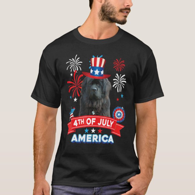 Camiseta Dia Patriótico 4 de julho, Cão da Terra Nova Indep (Frente)
