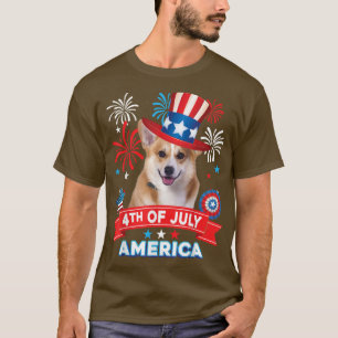 Camiseta Dia Patriótico 4 de julho, Corgi Dog Independência