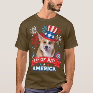 Camiseta Dia Patriótico 4 de julho, Corgi Dog Independência