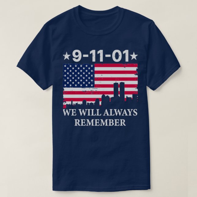 Camiseta Dia Patriótico 911 Sempre Lembramos (Frente do Design)
