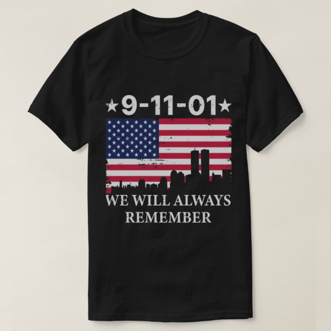 Camiseta Dia Patriótico 911 - Sempre Lembramos (Frente do Design)