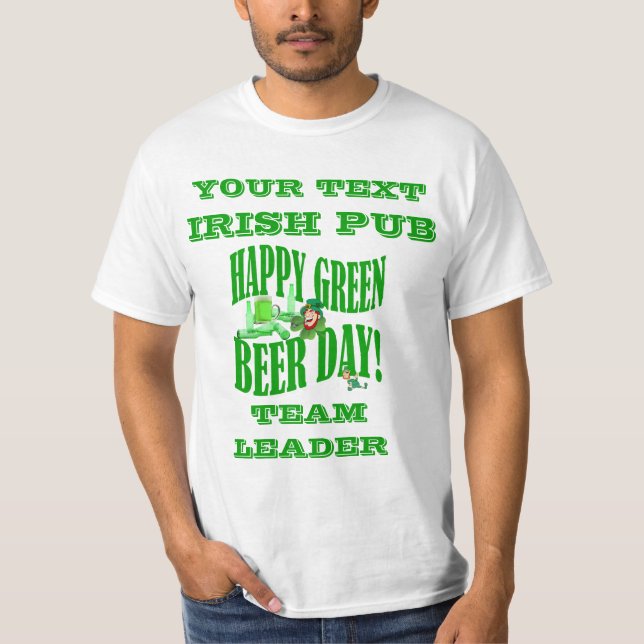 Camiseta Dia personalizado da cerveja verde (Frente)