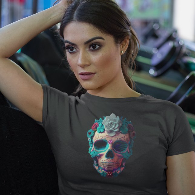 Camiseta Dia Real Mexicano das Damas Mortas Arte Crônica (Criador carregado)