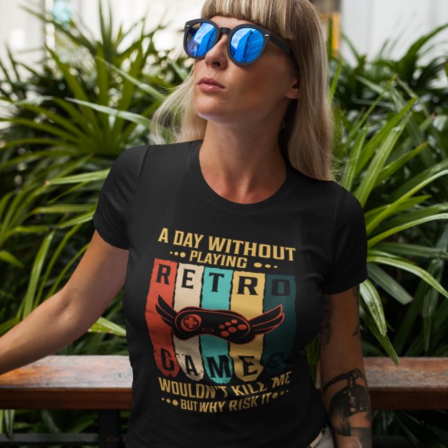 Camiseta Dia sem Jogos Retroativos - Jogo de Vídeo Engraçad (Criador carregado)