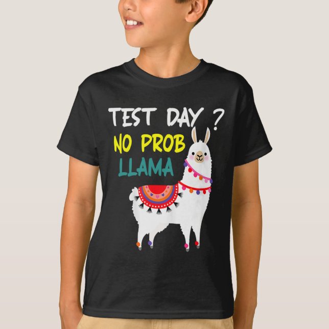 Camiseta Dia Sem Prob-llama Llama Dia De Teste De Professor (Frente)