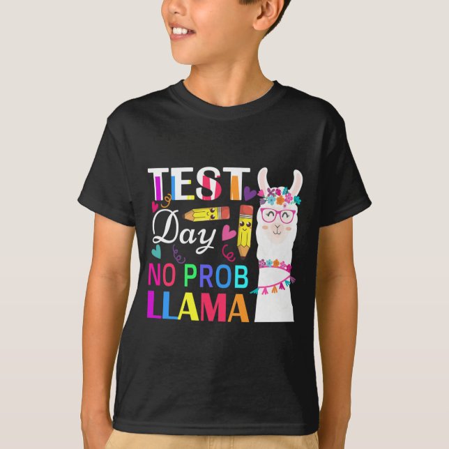 Camiseta Dia Sem Probe Llama Engraçado Professor Testando 2 (Frente)
