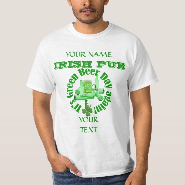 Camiseta Dia St Patrick verde da cerveja (Frente)