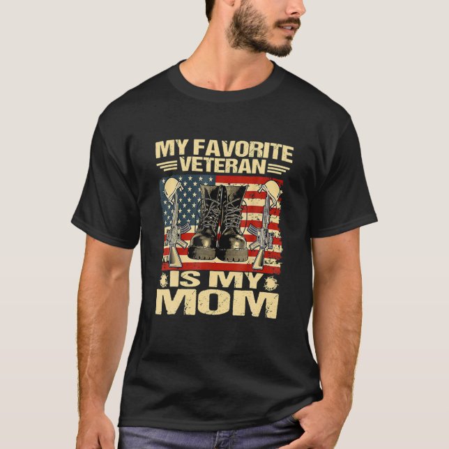 Camiseta Dia Veterano Meu Veterano Favorito É Minha Mãe Org (Frente)