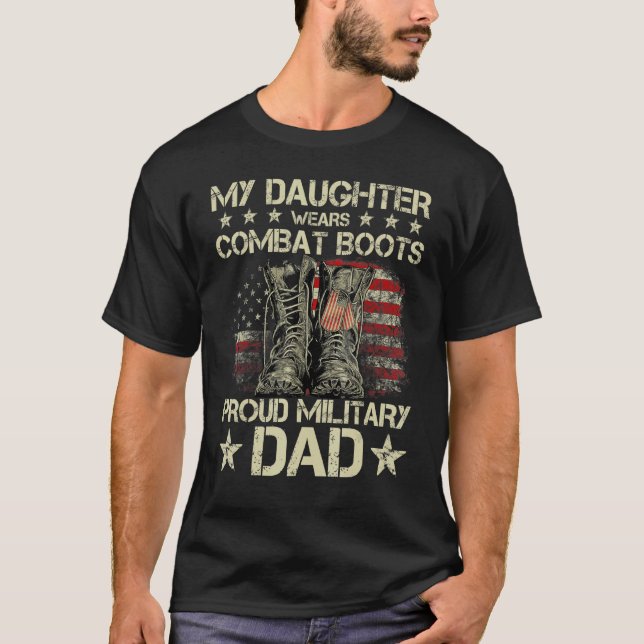 Camiseta Dia Veterano Meu Visto Filha Combina Botas Orgulho (Frente)