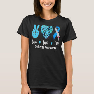 Camiseta Diabete: Paz Amor Cura Leopardo Mundo Di