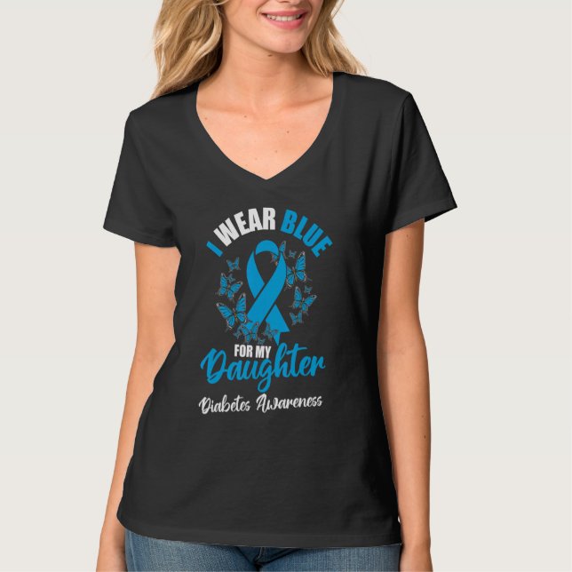 Camiseta Diabetes Awareness November I Wear Blue For My Dau (Frente)