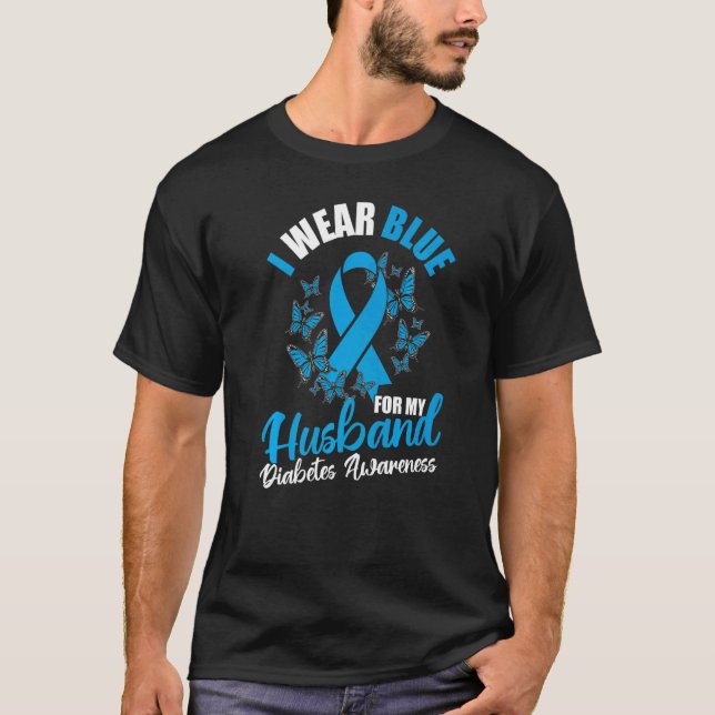 Camiseta Diabetes Awareness November I Wear Blue For My Hus (Frente)