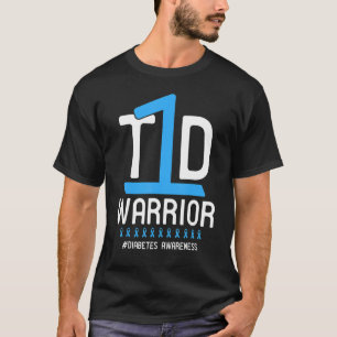 Camiseta Diabetes Consciência Azul Fita T1D Guerreiro