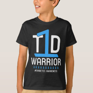 Camiseta Diabetes Consciência Azul Fita T1D Guerreiro 1
