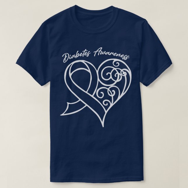 Camiseta Diabetes Consciência Coração Namorados De Presente (Frente do Design)