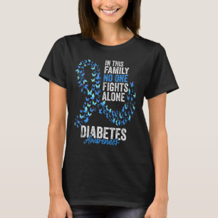 Camiseta Diabetes Consciência Mês Borboletas Azul Fita