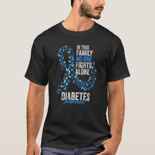 Camiseta Diabetes Consciência Mês Borboletas Azul Fita
