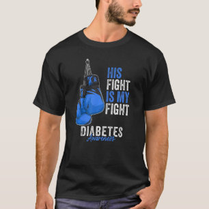 Camiseta Diabetes Consciência Mês Boxando Luvas Azul Escuro