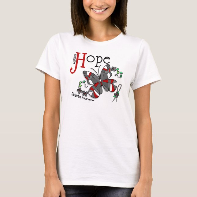 Camiseta Diabetes da borboleta do vitral (Frente)