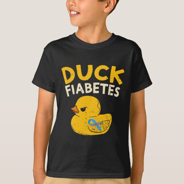 Camiseta Diabetes Divertidos Sensibilização Duck Fiabetes E (Frente)