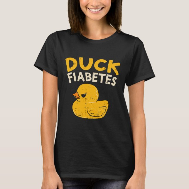 Camiseta Diabetes Divertidos Sensibilização Duck Fiabetes E (Frente)
