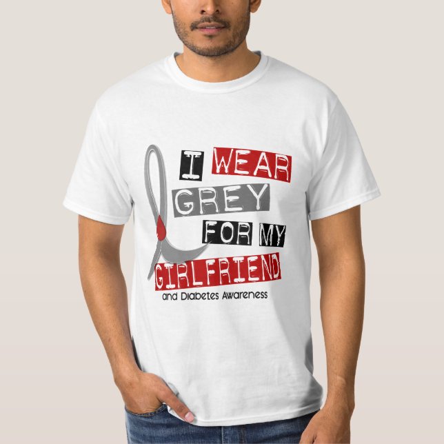 Camiseta Diabetes eu visto o cinza para meu namorada 37 (Frente)