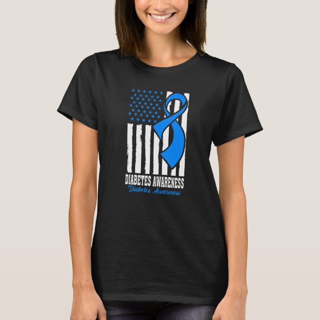 Camiseta Diabetes Guerreiro Azul Fita T1D Tipo 1 Diabetes A (Frente)