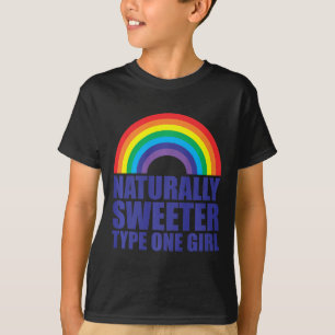Camiseta Diabetes Naturalmente Mais Doce Tipo Um Rapariga A