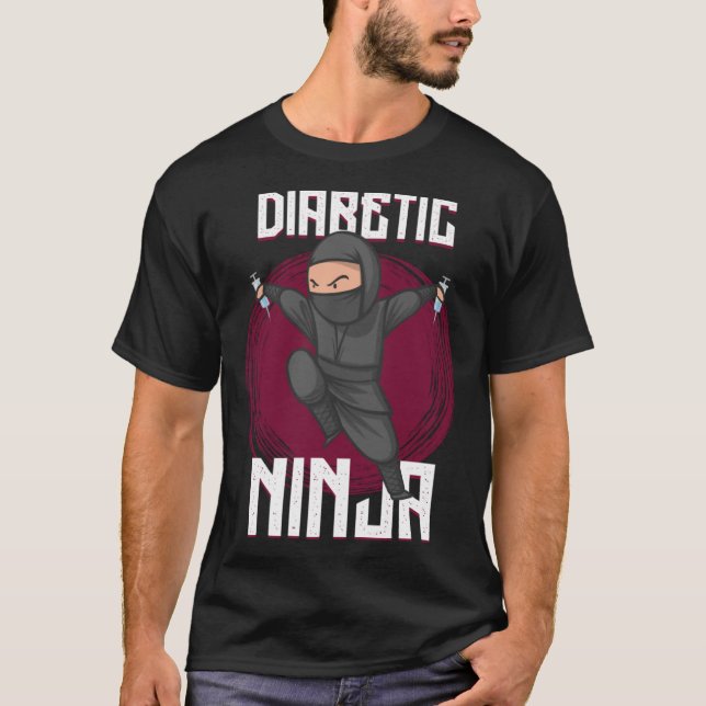 Camiseta Diabetes Ninja Tipo 2 Combatendo Diabetes Furtivo  (Frente)