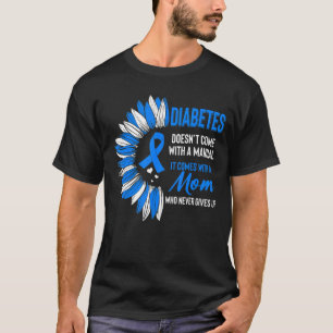 Camiseta Diabetes Sensibilização Mãe Mãe Girassol Azul Ribb