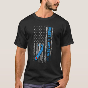 Camiseta Diabetes Tipo 1 Sensibilização dos EUA Flag Blue R